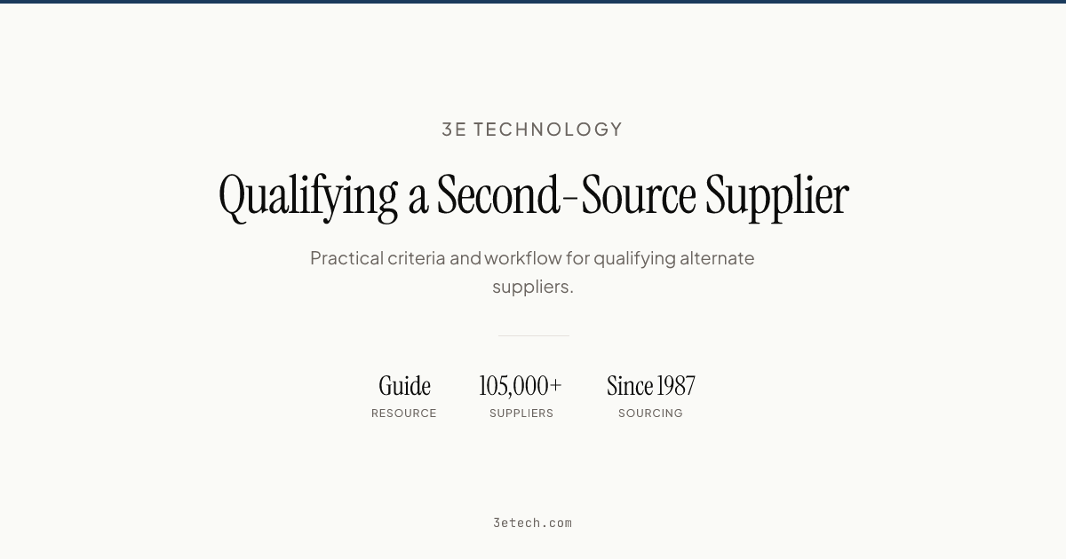 New Second Source How to Qualify a Second-Source Supplier | 3E Technology